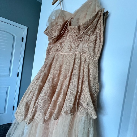 Vintage Lace blush 50s Tulle Circle bustier Dress - Picture 11 of 11